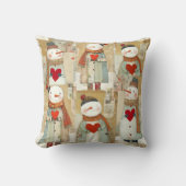 Cute Whimsical Hearts Snowman Winter クッション (正面)