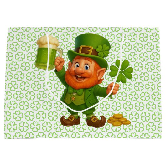 Cute/whimsical leprechaun Saint Patrick's Day  ラージペーパーバッグ (正面)