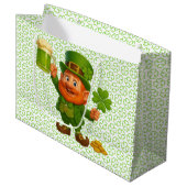Cute/whimsical leprechaun Saint Patrick's Day  ラージペーパーバッグ (正面アングル)
