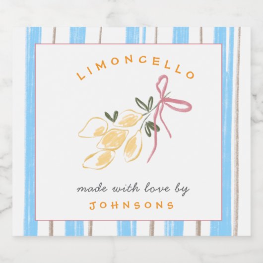 Cute whimsical Limoncello  リキュールボトルラベル (シングルラベル)