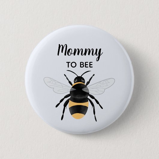 Cute Whimsical Mommy to Be Bee Baby Shower 缶バッジ (正面)