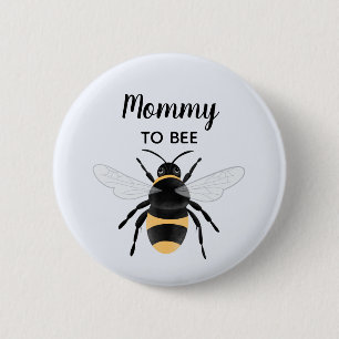 Cute Whimsical Mommy to Be Bee Baby Shower 缶バッジ