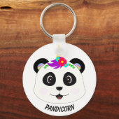 Cute Whimsical Panda Unicorn Pandicorn キーホルダー (正面)