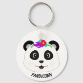 Cute Whimsical Panda Unicorn Pandicorn キーホルダー (裏面)