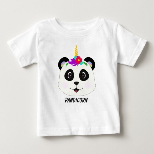 Cute Whimsical Panda Unicorn Pandicorn ベビーTシャツ (正面)