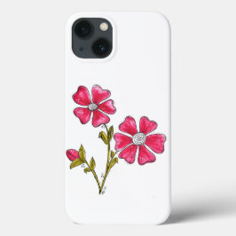 Cute Whimsical Pink Flowers iPhone 13ケース
