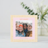 Cute Whimsical Pink Orange Christmas Photo Square シーズンカード (スタンド正面)