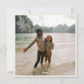 Cute Whimsical Pink Orange Christmas Photo Square シーズンカード (裏面)