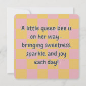 Cute Whimsical Queen Bee Baby Shower Announcement  (裏面)