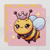 Cute Whimsical Queen Bee Baby Shower Announcement  (正面/裏面)