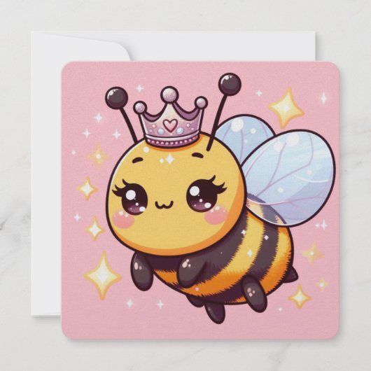 Cute Whimsical Queen Bee Baby Shower Announcement  (正面)