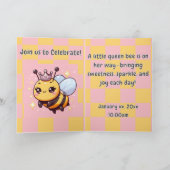 Cute Whimsical Queen Bee Baby Shower Announcement  ノートカード (内部)