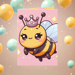 Cute Whimsical Queen Bee Baby Shower Announcement  ノートカード