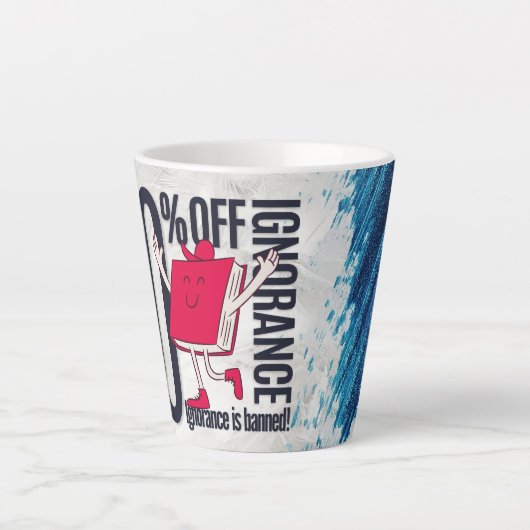 Cute Whimsical Reading Book Character  カフェラテマグ (正面)