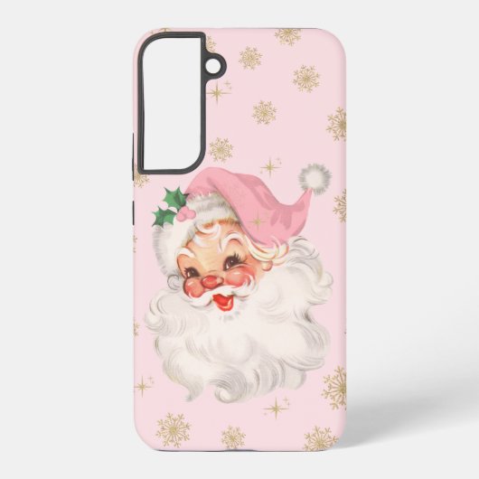Cute Whimsical Retro Pink Santa Christmas Pattern Samsung Galaxyケース (裏面)