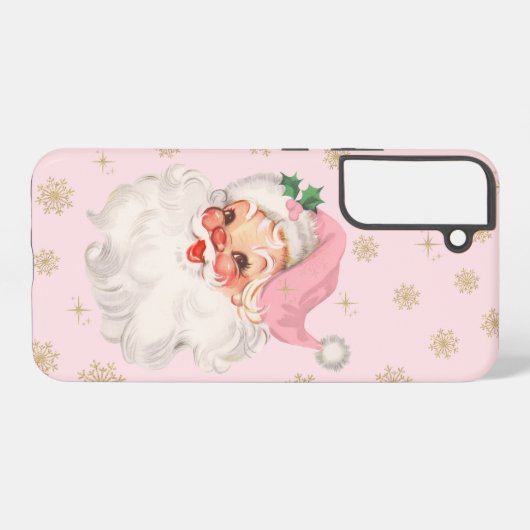 Cute Whimsical Retro Pink Santa Christmas Pattern Samsung Galaxyケース (裏面横)