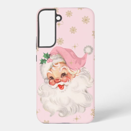 Cute Whimsical Retro Pink Santa Christmas Pattern Samsung Galaxyケース (裏面)