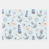 Cute Whimsical Sailor Bear Nautical Gift Wrap ラッピングペーパーシート (正面3)