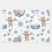 Cute Whimsical Sailor Bear Nautical Gift Wrap ラッピングペーパーシート (正面2)
