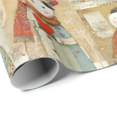 Cute Whimsical Snowman Earth Love ラッピングペーパー (ロールコーナー)