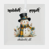 Cute Whimsical Snowman Glass Ornament  ガラスオーナメント (裏面)