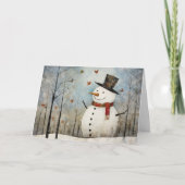 Cute Whimsical Snowman in a Top Hat Holiday  カード (正面)