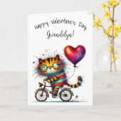 Cute Whimsical Tiger Happy Valentine's Day カード (黄色い花)