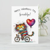 Cute Whimsical Tiger Valentine's Day Flat カード (スタンド正面)
