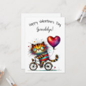 Cute Whimsical Tiger Valentine's Day Flat カード (正面/裏面インサイチュ)