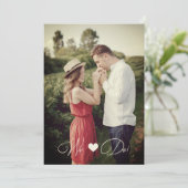 Cute Whimsical Typography Custom Photo Couple 招待状 (スタンド正面)
