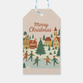 Cute Whimsical Winter Town Merry Christmas Card ギフトタグ (裏面)