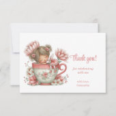 Cute Whimsy Fairy Floral 5th Birthday Party Thank  サンキューカード (正面)