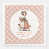 Cute Whimsy Fairy Floral 7th Birthday Party Napkin (正面)