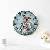 Cute Whippet Puppy ラージ壁時計 (ホーム)