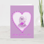 Cute White Baby Sea Otter , Happy Valentines Day カード (正面)