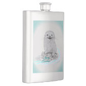 Cute White Baby Sea Otter , Merry Christmas フラスク (右)