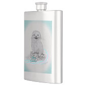 Cute White Baby Sea Otter , Merry Christmas フラスク (左)