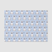Cute White Bunny Faces and Hearts Pattern Blue 薄葉紙 (正面)