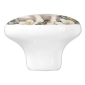 Cute White Bunny Pastel Yellow Floral  セラミックノブ (側面)