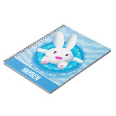 Cute White Bunny Pool Party Personalised ノートブック (左側)