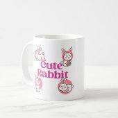 Cute White Bunny Rabbits Kawaii Easter Pattern コーヒーマグカップ (正面左)