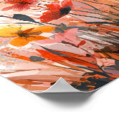 Cute White Bunny with Orange Balloon Digital Illus ポスター (角)