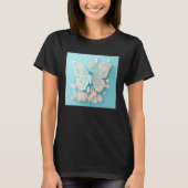 Cute White Butterfly Illustration Flowers Minimal  Tシャツ (正面)