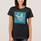 Cute White Butterfly Illustration Flowers Minimal Tシャツ (正面)
