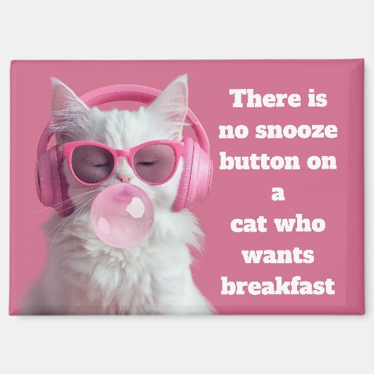  Cute  White Cat  – Personalized マグネット (正面)