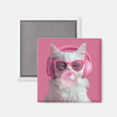  Cute  White Cat  – Personalized マグネット (正面/裏面)