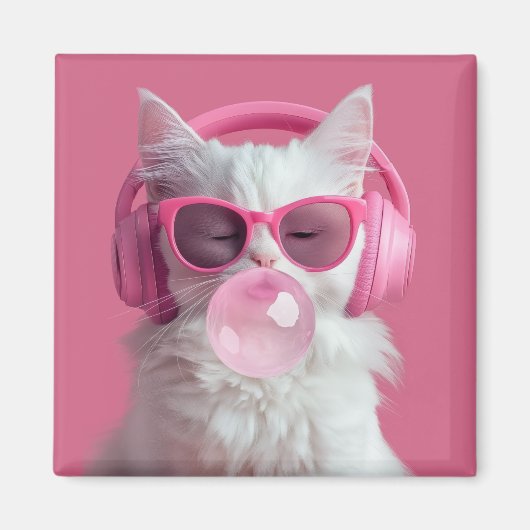  Cute  White Cat  – Personalized マグネット (正面)