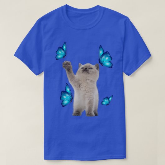 Cute White Cat With Butterfly Cat adoption For Cat Tシャツ (デザイン正面)