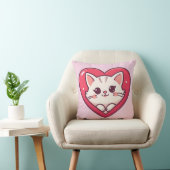 Cute White Cat with Heart Kawaii Kitty Love Design クッション (椅子)