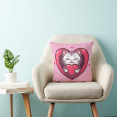 Cute White Cat with Heart Kawaii Kitty Love Design クッション (椅子)
